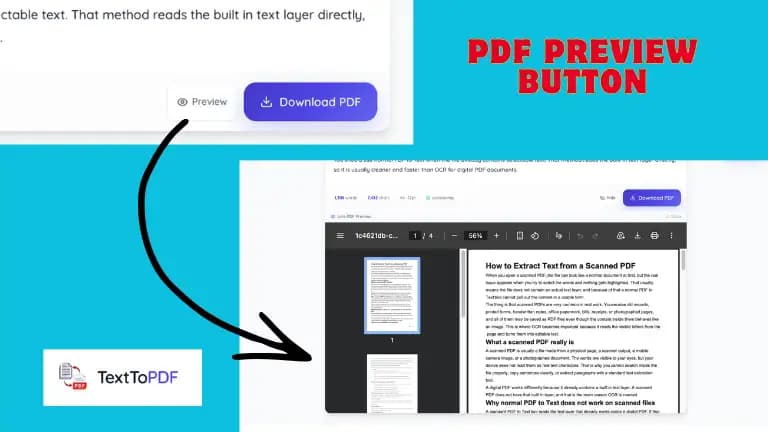 PDF preview screen before download in TextToPDF