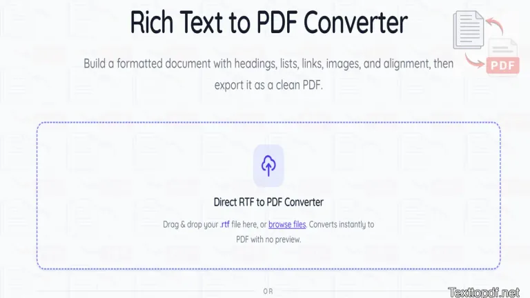 Simple RTF file being converted directly into a PDF for a quick export workflow