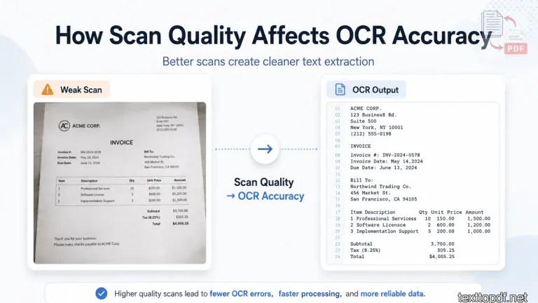 How scan quality affects OCR accuracy in a scanned PDF