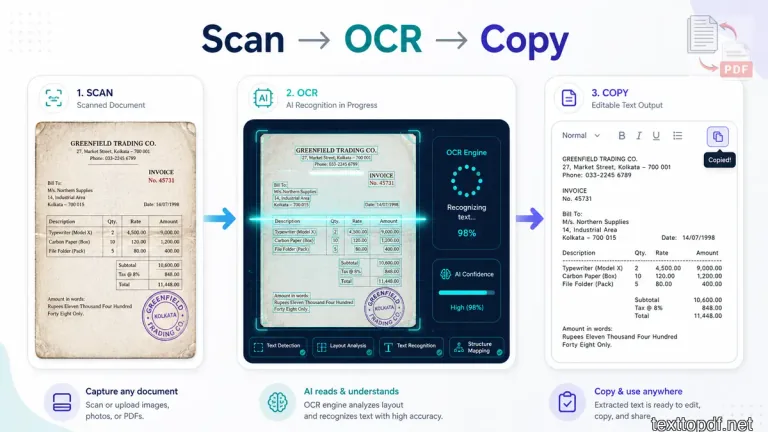 Scanned PDF converted into editable text using OCR technology