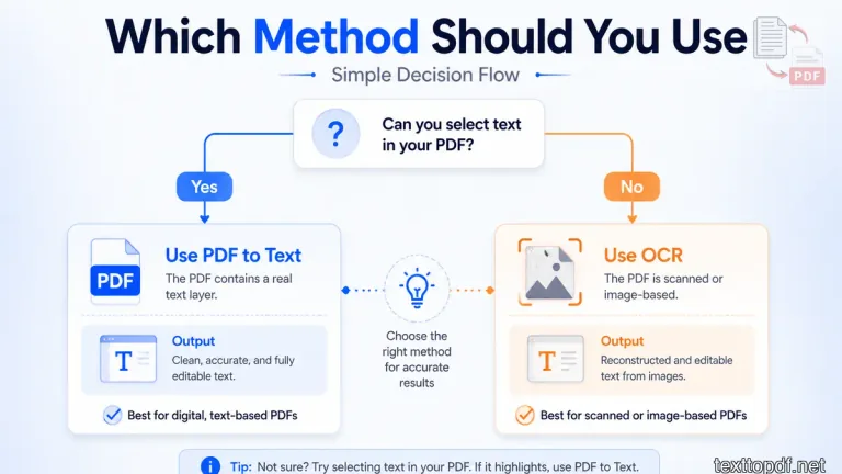 How to choose between PDF to Text and OCR based on file type