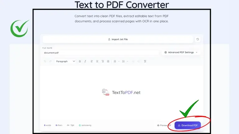 Text to pdf conversion