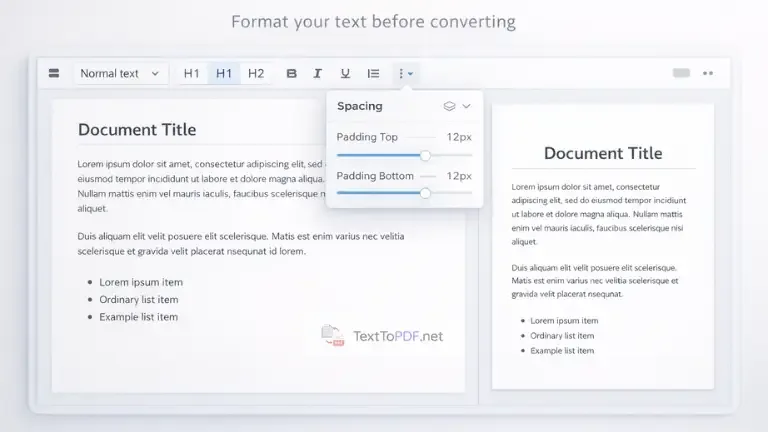 How to format your text before converting