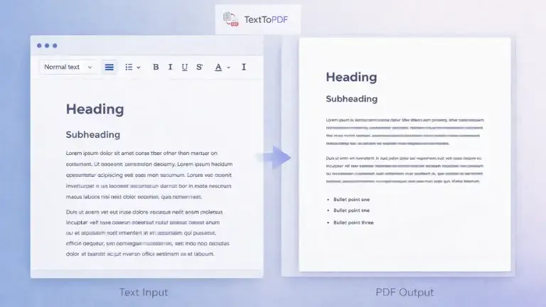Text formatting preview before pdf conversion