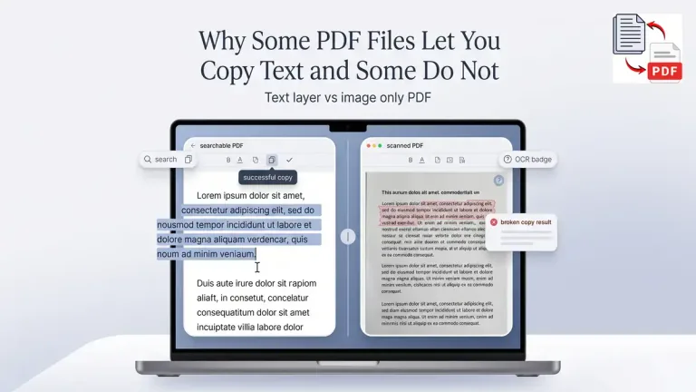 One PDF with selectable text and another PDF behaving like an image while copying fails