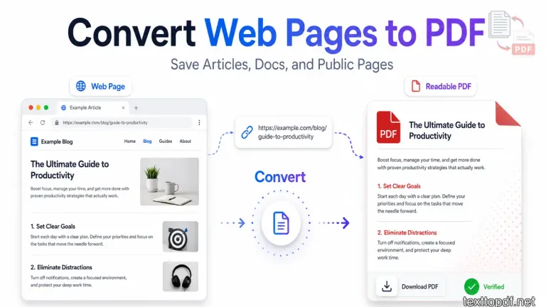Web page converted into a downloadable PDF document