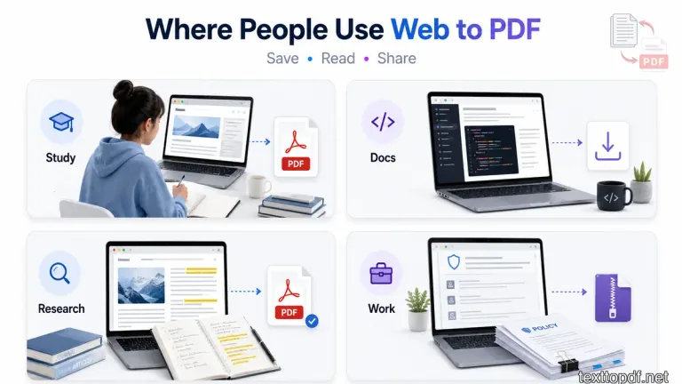 Students, developers, researchers, and business teams using web to PDF in real life workflows